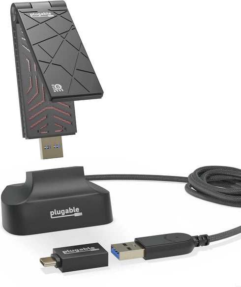 Plugable WiFi 6 USB WiFi Adapter for Desktop PC and Laptops, AX1800 USB 3.0 and USB C Wireless Adapter