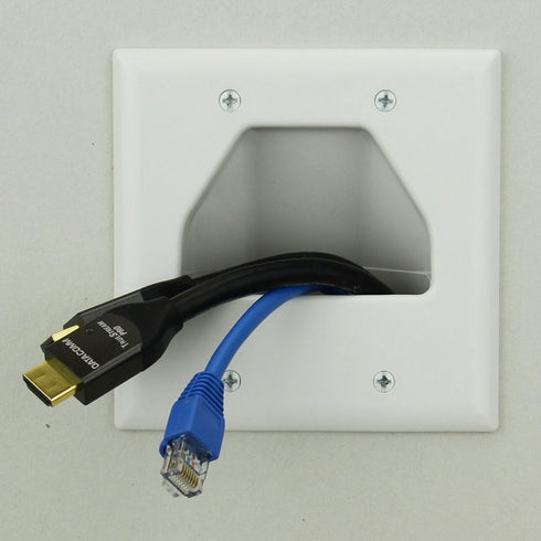 DATA COMM Electronics 45-0002-BK 2-Gang Recessed Low Voltage Cable Wall Plate, Black