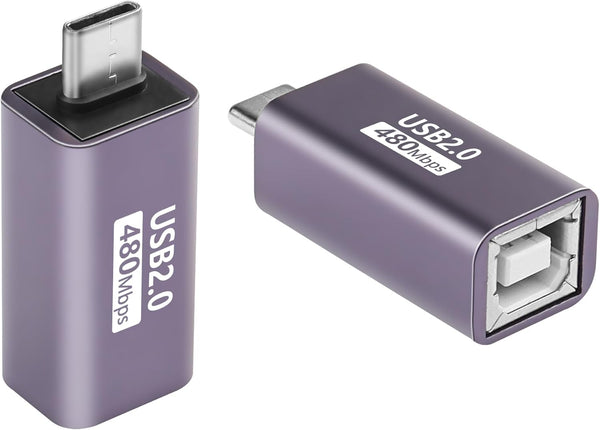 SinLoon 2 Pack USB C to USB B Adapter, Type C to MIDI Converter for Electric Piano, DAC, Synthesizer, Printer