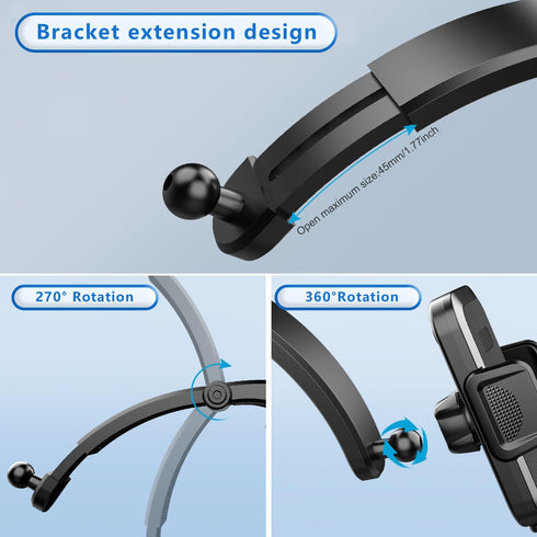 Pack-1 Car Cell Phone Holder, 360 Degrees Long Arm Dashboard Windshield Holder, Universal Anti-Shake Smartphone Holder