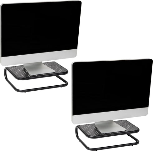 Mind Reader Monitor Stand, Set of 2, Ventilated Laptop Riser, Desktop Organizer,