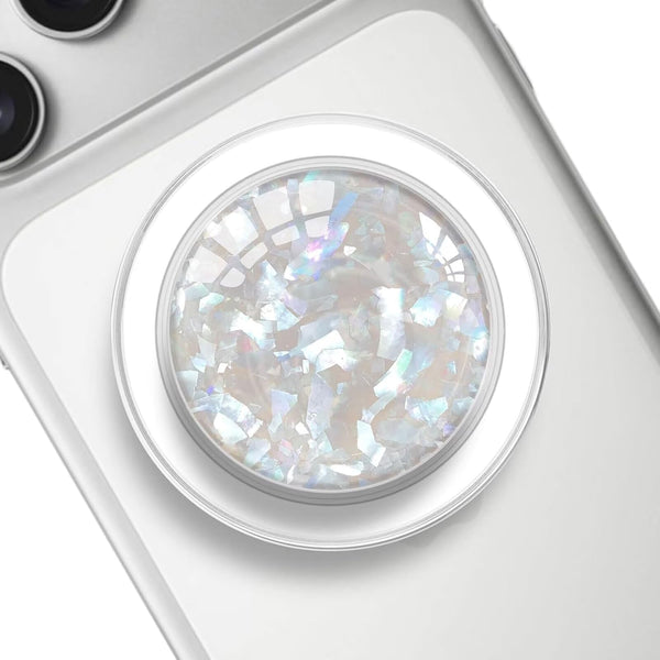 FENNIDICE Clear Crystal Natural Sea Shell Mother of Pearl Transparent Magnetic Phone Grip