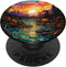 Sunset Stained Glass Mosaic Landscape Scene PopSockets Swappable PopGrip