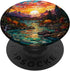 Sunset Stained Glass Mosaic Landscape Scene PopSockets Swappable PopGrip