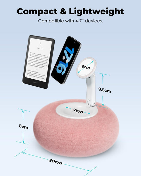 Viozon 4-7" Phone Holder for Bed, Magnetic Pillow Stand, Compatible with Phone/Kindle with Small Storage, Removable