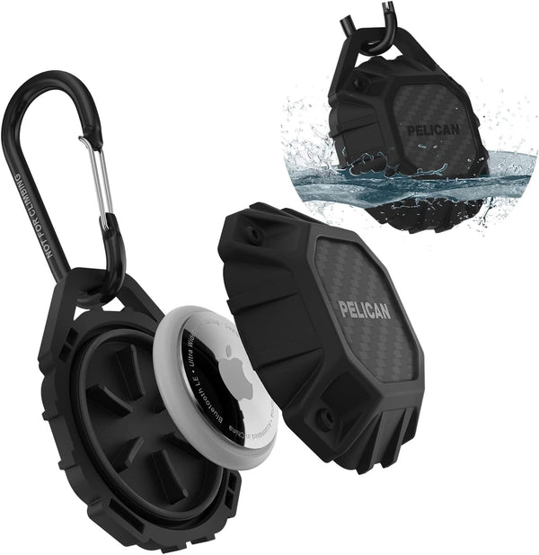 Pelican Marine AirTag Holder, Waterproof AirTag Keychain with Carabiner Clip, Impact Resistant Protective Apple Air Tag