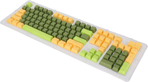 107 Keys Keycaps, Three Color Translucent Characters Arc Layout Mechanical Keyboard Ergonomic Keycaps (Dark Green)