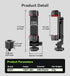 YZNT 2 1/4" 360Rotation 180Tilt Phone Tripod Mount, Universal Smartphone Holder with Cold Shoe Mount Adapter