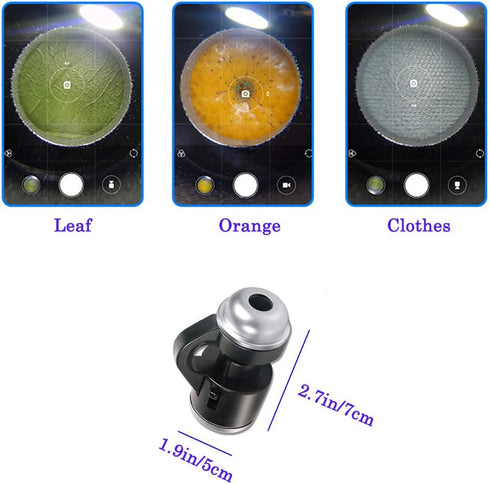 Jiusion 30X Zoom Bright LED Stereo Microscope Magnifier Clip-On Cell Phone Mobile Phone Camera Lens Compatible