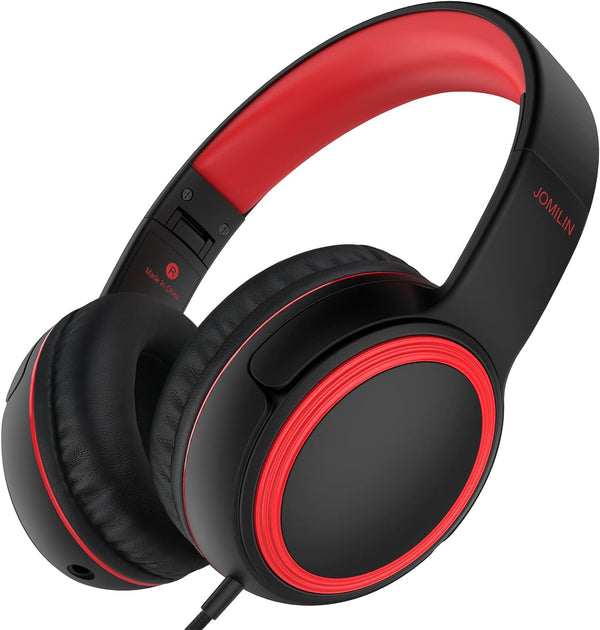 A10 On-Ear Headphones (Black) - Lightweight, Portable Wired Stereo Bass with Microphone & 1.5M No-Tangle Cord.