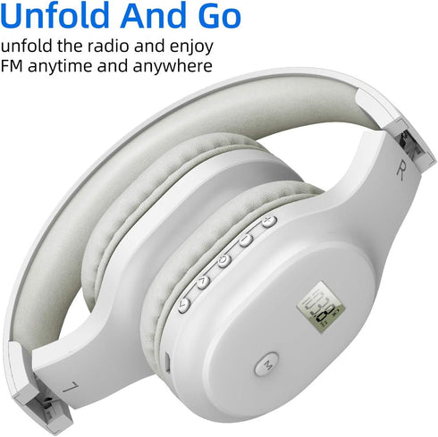 Portable FM Radio Headphones - Rechargeable Walkman Wireless Ear Muffs with Best Reception for Jogging, Mowing,