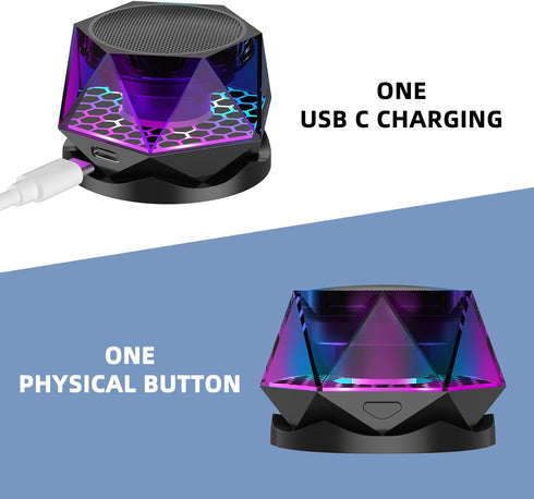 EGKimBa Magnetic Diamond Bluetooth Speaker, Small Wireless Speaker with Multi RGB Color Light Show, 2 Pieces