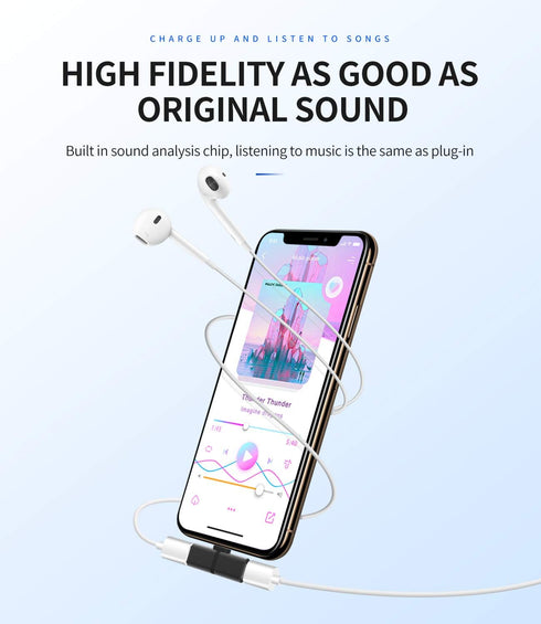 Zoyuzan 4-in-1 Lightning to Audio Adapter, Copper Wire Output, Compatible with iPhone 7+, iPad, iPod, 12-Month Warranty.