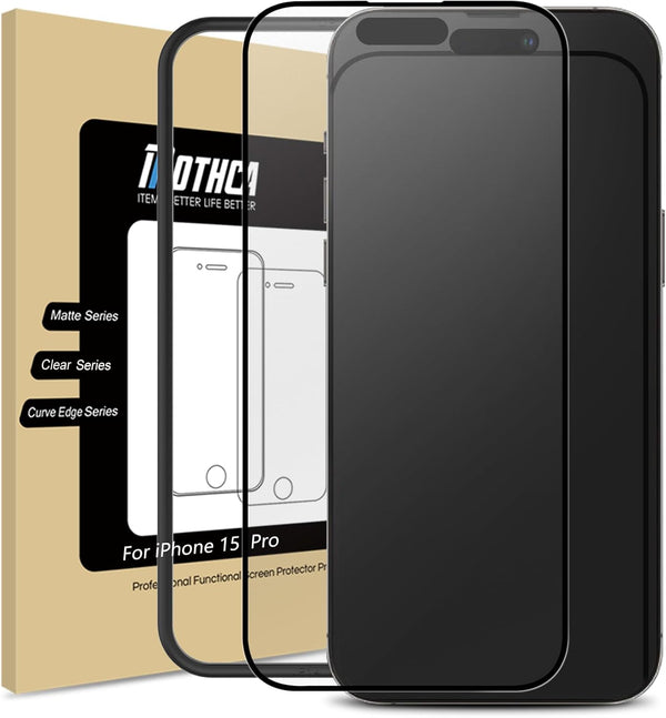 Mothca Matte Glass Screen Protector for iPhone 15 Pro 6.1" - Anti-Fingerprint, Anti-Glare, Case Friendly, Easy Install.