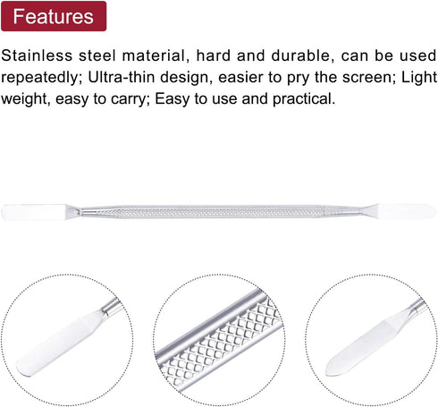MECCANIXITY Metal Spudger Mini Crowbar Flat Head Stainless Steel Pry Bar Opening Tools for Mobile Phone Disassembly