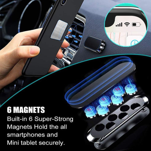 Flat Magnetic Phone Mounts 4 Pack, Black Cell Phone Holder for Car Dashboard, Wall, and Truck