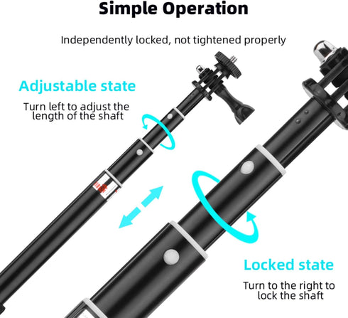 Kaeltsyn 3 Extendable Cameras Extension Rod Foldable Sports Cameras Selfie Stick for Pocket Vlog Accessories Stick