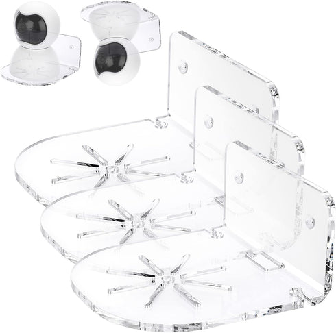 Sumnacon 3PCS Small Wall Shelves, Acrylic Surveillance Bracket with Adhesive and Screws, Universal Camera Shelf