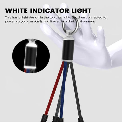 Portable Multi Keychain Short Charging Cable, 3 in 1 Short Charging Cable, 0.5FT for Travel Powerbank (3Pack)