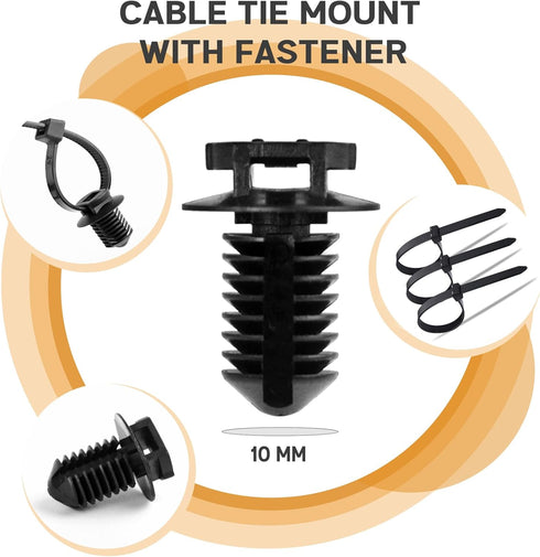 Xislet 160Pcs Universal Push Mount Cable Zip Tie, Compatible with Cars, Boat, Trailer, Nylon Self Locking Cable Strap