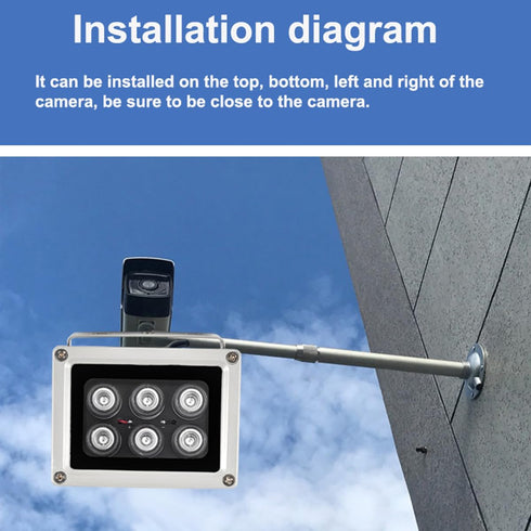 Night Vision IR Illuminators, 940nm Invisible 6-LEDs Infrared Light, IP65 Water-Resistant Outdoor Floodlight for