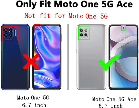 Moto One 5G Ace Case with HD Screen Protector, Military Grade, Ring Car Mount Kickstand, Shockproof Protective Case