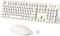 Wireless Keyboard and Mouse Combo, 104 Keys Full-Sized Typewriter Keyboard, 2.4 GHz USB Receiver, Cremy White