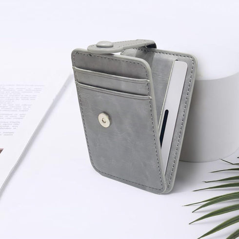 M-Plateau Phone Wallet Stick ON, Card Holder for Cell Phone with Elastic Magnetic Closure, Bifold Credit Card Holder