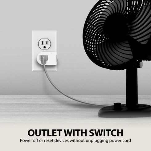 Fosmon Grounded Outlet Switch, ON/Off Switch, 3 Pack, 3 Prong Plug in Electrical Switch, Surge Protector, White