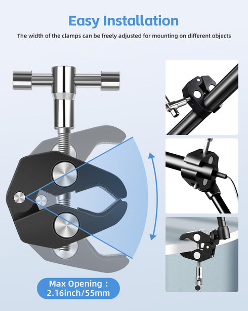 UTEBIT Adjustable Magic Arm with Super Clamp, 9 inch Articulating Arm Clamp for LCD Monitor, LED Light, Camera Rig