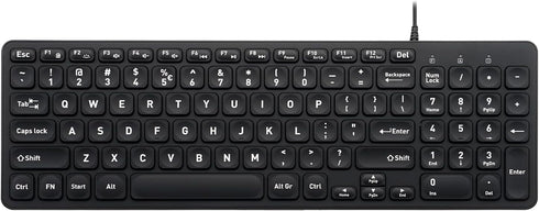 Perixx PERIBOARD-333B Wired USB Backlit Keyboard, Compact 14.25x4.57 Inches, X Type Scissor Keys, Big Print Letters,