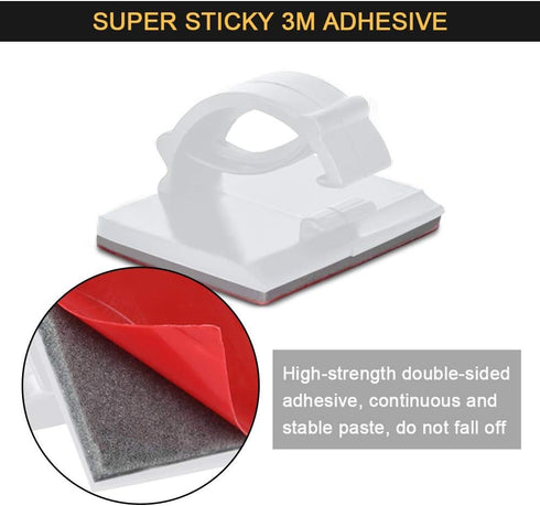 3M Cable Clips Self Adhesive Cord Organizer, Wire Holder Clamp Management for Desk, Car, Wall, 50pcs