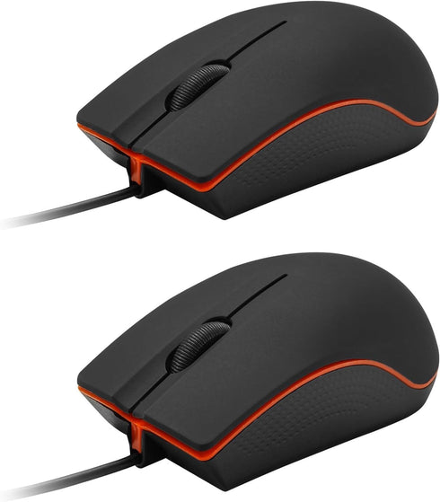 2 Pack Wired Mouse, USB Wired Computer Mouse for Right or Left Hand, Ergonomic Design for PC, Laptop, Mac