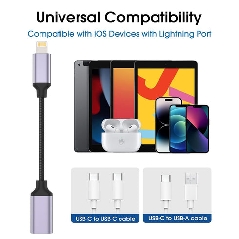 TechMatte USB C to Lightning Cable Adapter, 4 inch 27W PD Fast Charging Compatible with iPhone/iPad/AirPods, 1 Pack