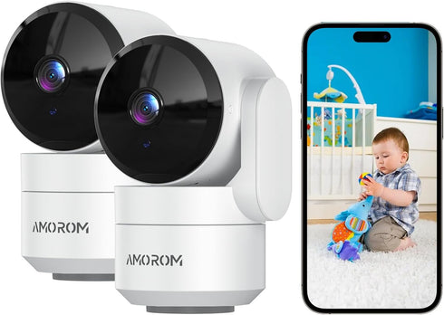 AMOROM Indoor Camera for Home Security 360, 1080p Pet Cameras with Pan&Tilt, Night