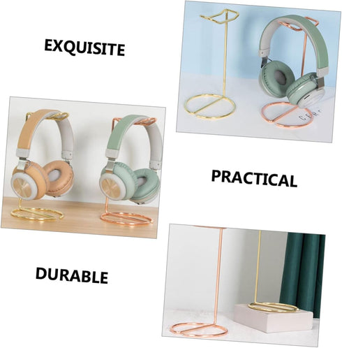Headset Simple Headphone Stand, Desktop Speaker Stand Accessory, Earphone Supporting Hanger Iron Rose Gold