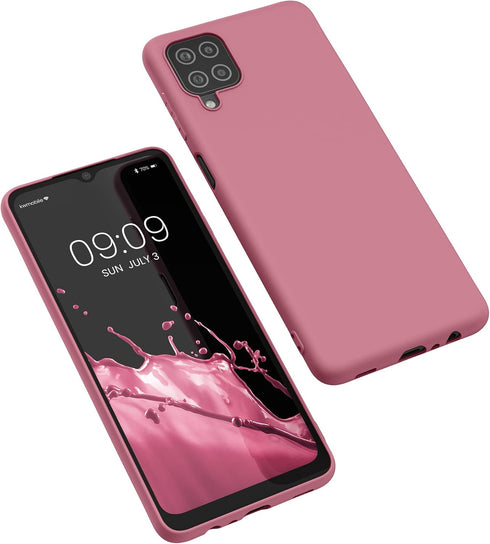 kwmobile Case for Samsung Galaxy A12 - Soft Slim Protective TPU Silicone Cover - Dark Rose
