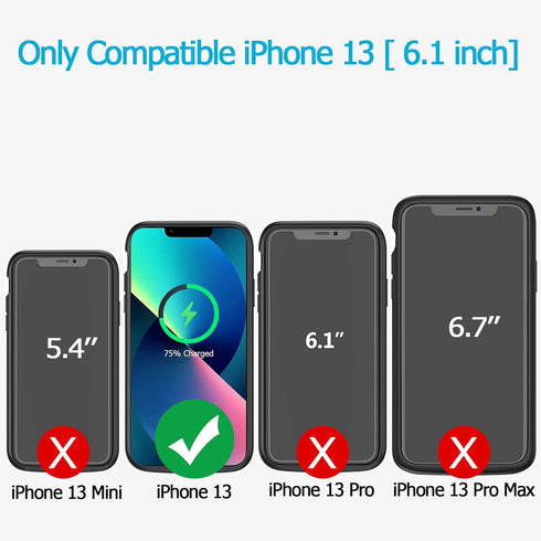 Battery Case for iPhone 13, Enhanced 10000mAh Portable Protective Smart Wireless Charging Case, Rechargeable Extended