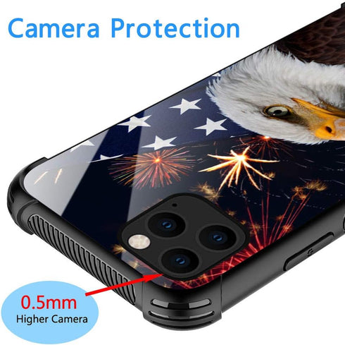 ZHEGAILIAN American Eagle Case for iPhone 13, Anti-Scratch Organic Glass Case for Boys Men, Pattern Design