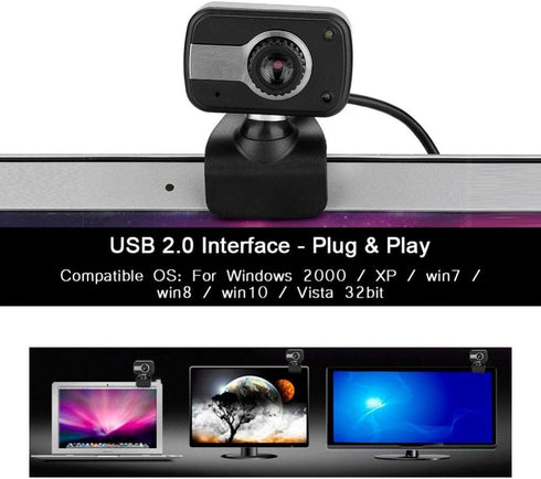 GLOGLOW 4K 640 480 Webcam for PC Desktop Laptop with Microphone, x USB Computer Camera, Plug & Play, Privacy Cover