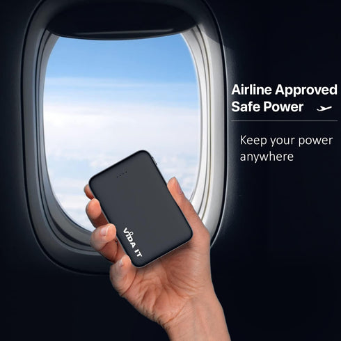 Mini Power Bank 5000mAh by Vida IT - Small Portable Charger for Heated Vest, iPhone, Samsung, Dual USB Output