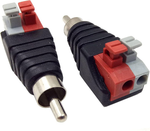 Hakiang 2-Pack Speaker Phono RCA Male to 2 Screw Terminal Female Strip Adapter, Balum Connector