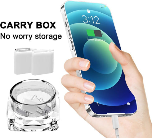 4 Pack for iPhone 15 Pro Max Plus USB C Anti Dust Plugs, Charging Port Covers with 2 Plug Holders, Wireless Charging