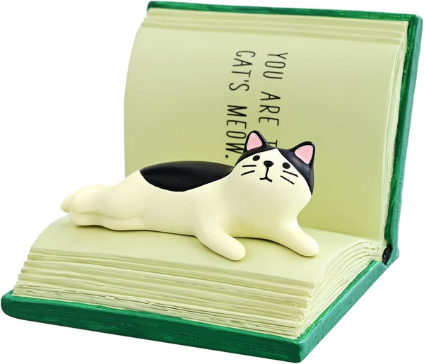 RAQWI Cat Lying on Book Phone Stand, Cute Kitten Cell Phone Holder for