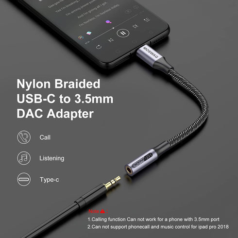 MOSWAG USB Type C to 3.5mm Headphone Jack Adapter, Audio Dongle Cable for Samsung Galaxy S23, S22, S21, Pixel 7, and