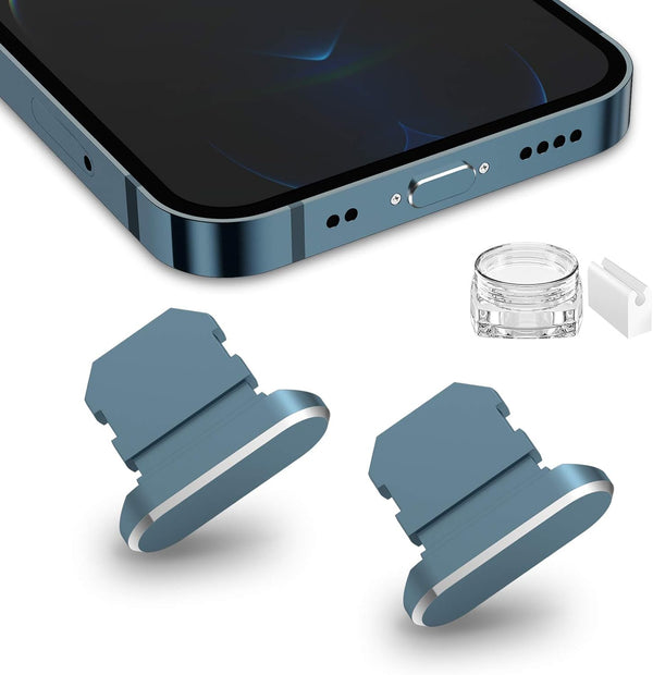 2 Pack Anti Dust Plugs for iPhone - 8 Pin Dust Cover with Mini Storage Box for iPhone Models