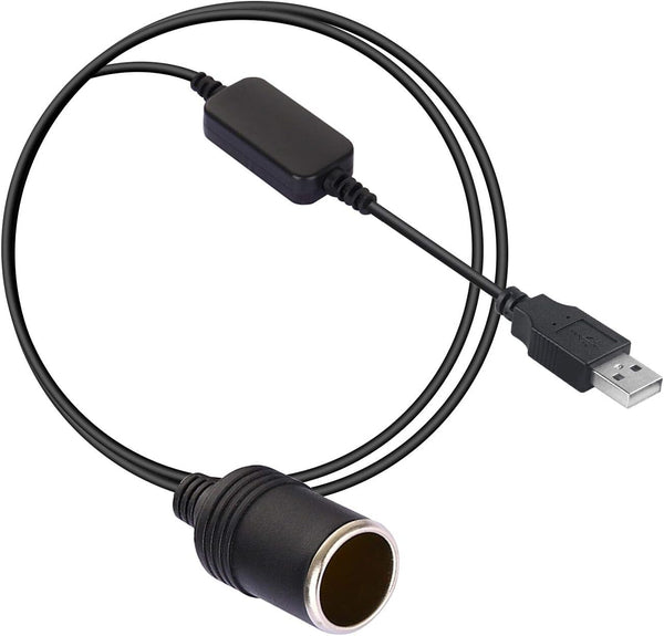 Apoi USB A Male to 12V Car Cigarette Lighter Socket - Female Step Up Cable Inverter (1.96FT/0.6M)