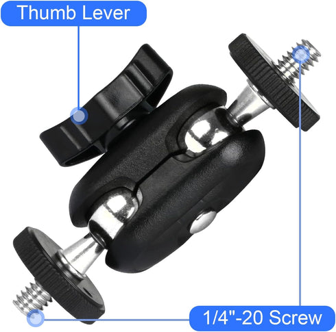HSU Magic Arm with Dual Ball Head (1/4"-20 Screw) Adjustable Universal Extension for Monitor, Microphone, GoPro (2 Pack)