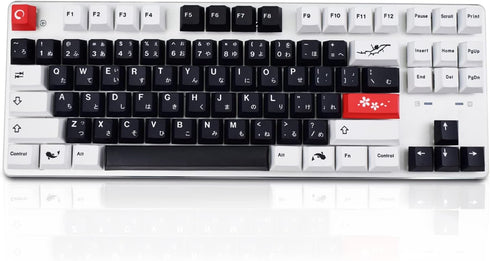 MOLGRIA Black and White Keycaps, 129 Set SuMi PBT Cherry Profile, Custom Japanese Font Keycaps for Gateron Kailh Cherry