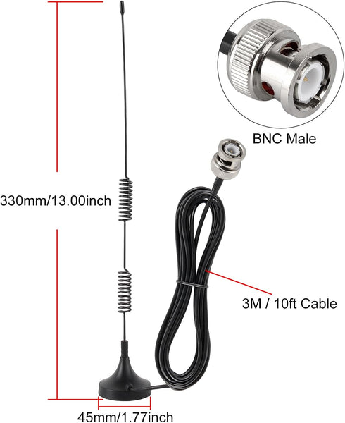 ACEIRMC VHF UHF Ham Amateur Radio Police Scanner Antenna Magnetic Base BNC Male Antenna Compatible with Uniden Bearcat
